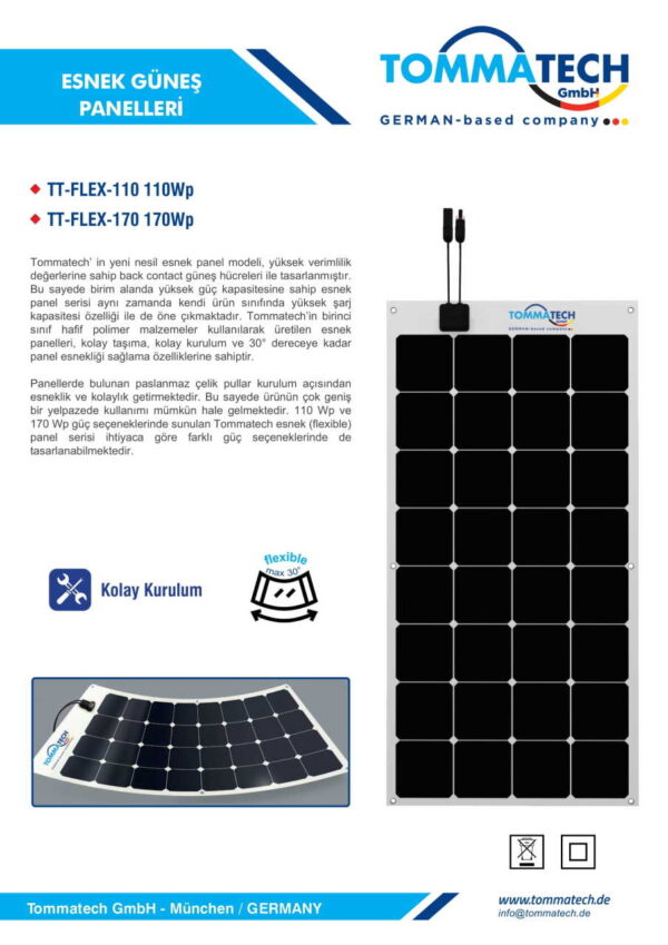 Tommatech 110 Watt Esnek Panel